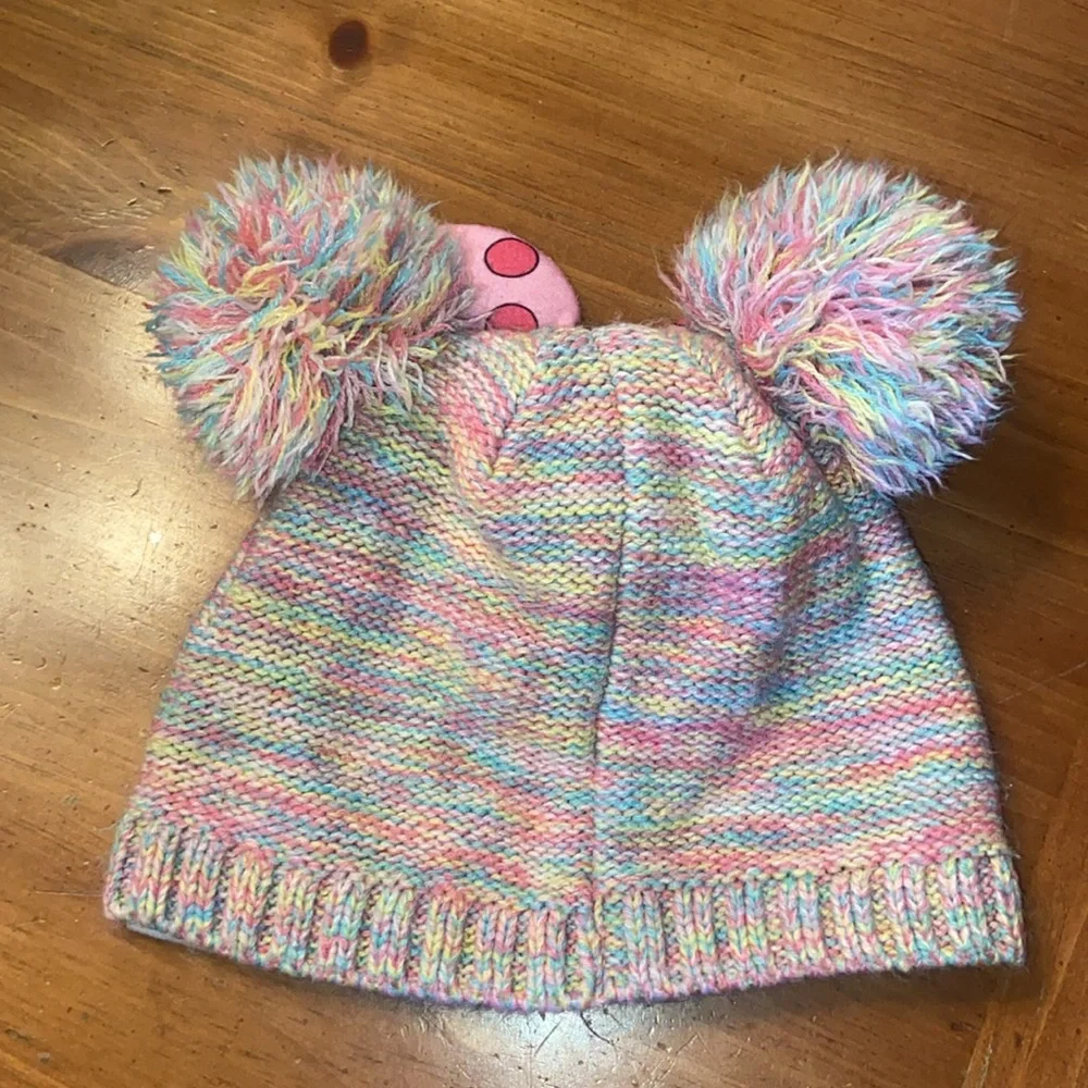 Disney Minnie Mouse Bow Beanie Xsmall/small fits size 3-6 100 polyester Pastels